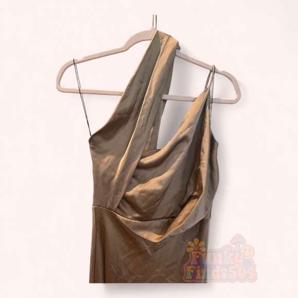 Significant Other Alessia Dress NWT Latte Satin One Shoulder Evening Gown Size 4 - Picture 6 of 11